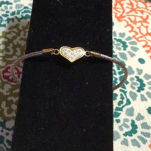 Two Tone Stainless Steel Bracelet with Heart - Picture 1 of 4